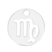 Breloque ronde 10 mm - signe du zodiaque Vierge - Argent 925 x1|raw }}