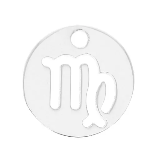 Breloque ronde 10 mm - signe du zodiaque Vierge - Argent 925 x1