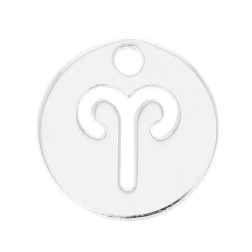 Breloque ronde 10 mm - signe du zodiaque Bélier - Argent 925 x1