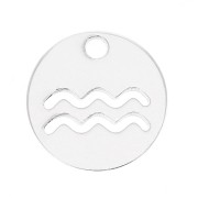 Breloque ronde 10 mm - signe du zodiaque Verseau - Argent 925 x1|raw }}