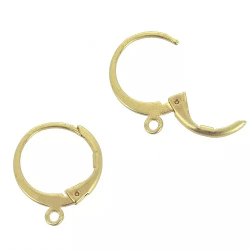 Dormeuses créoles forme ronde avec anneau ouvert 12 mm - Doré à l'or fin x2