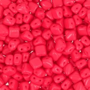 Perles en verre 2 trous Silky Bead Dia 5x5 mm - Red Corail x50|raw }}