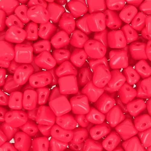 Perles en verre 2 trous Silky Bead Dia 5x5 mm - Red Corail x50