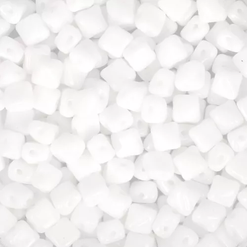 Perles en verre 2 trous Silky Bead Dia 5x5 mm - Opaque White x50