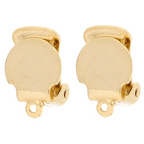 Clips d'oreilles plateau 10 mm - oreilles non percées - Doré à l'or fin x2