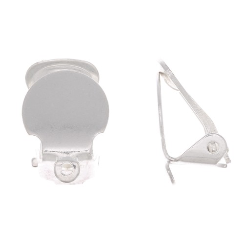 Clips d'oreilles plateau 10 mm - oreilles non percées - Rhodié x2