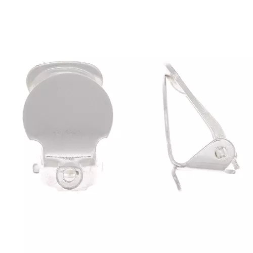 Clips d'oreilles plateau 10 mm - oreilles non percées - Rhodié x2