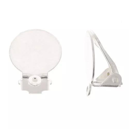 Clips d'oreilles plateau 12 mm - oreilles non percées - Argenté x2