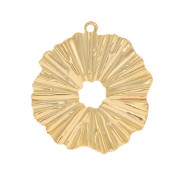 Pendentif rond irrégulier ajouré effet plissé 19x17 mm - Doré à l'or fin x1|raw }}