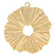 Pendentif rond irrégulier ajouré effet plissé 25x23 mm - Doré à l'or fin x1|raw }}