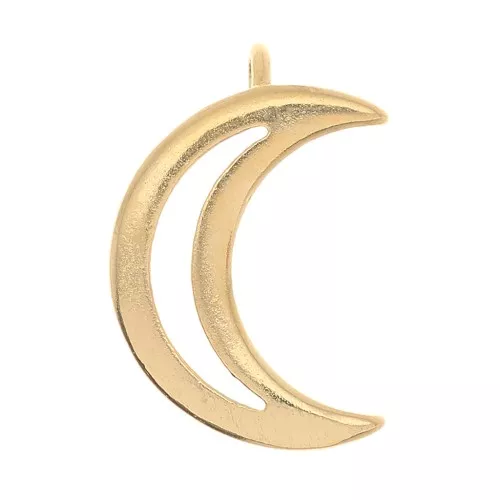 Breloque lune évidée 12x8 mm - Doré à l'or fin x1