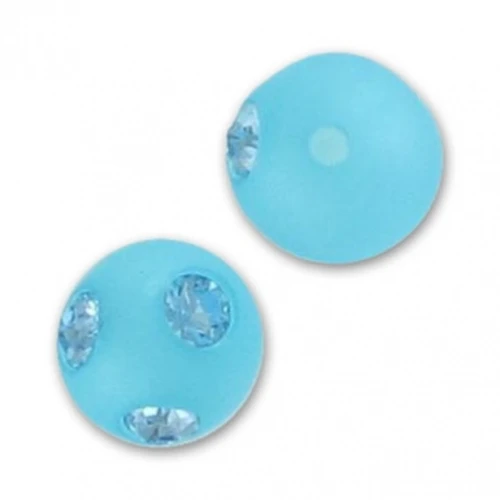 Perle ronde Polaris semi-percée strass 6 mm Aquamarine x1
