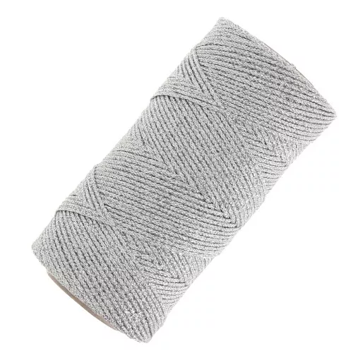 Bobine de fil métallisé ciré Linhasita pour macramé 1.4 mm - Argenté (Prata) x130m