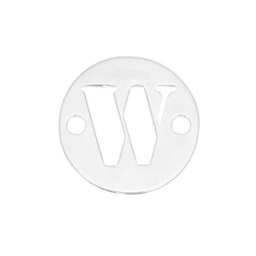 Intercalaire rond 2 trous lettre W 8.5 mm en Argent 925 x1