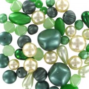 Assortiment de perles de bohème - Metallic Green - Cream x50g