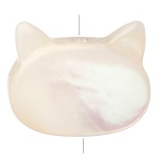 Perle tête de chat avec trou vertical - Nacre x1