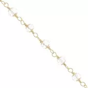 Chaîne perlée de perles facettées en verre 6 mm Doré / Transparent x50cm