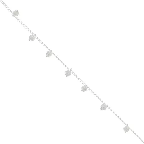 Chaîne maille rombo avec perles grappes 7.4 mm Argenté x50cm