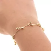 Chaîne fantaisie diamantée avec petites perles 13 mm Doré x 20cm