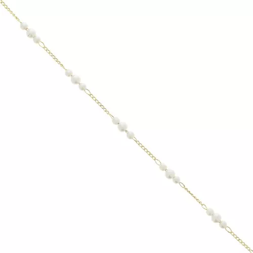Chaîne maille rombo avec imitations perles d'eau douce 4 mm Doré x50cm