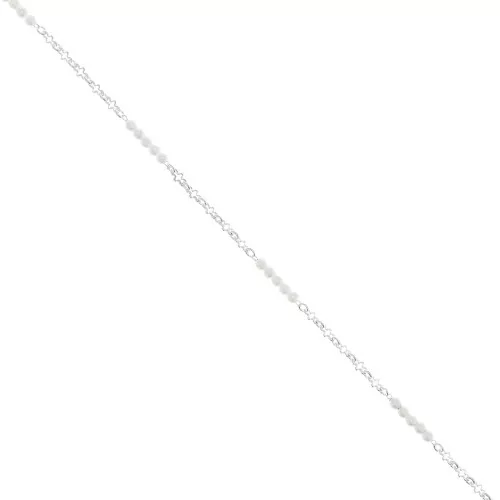 Chaîne maille fantaisie avec imitations perles d'eau douce 3 mm Argenté x50cm