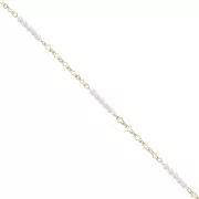 Chaîne maille fantaisie avec imitations perles d'eau douce 3 mm Doré x50cm