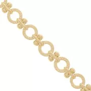 Chaîne maille fantaisie avec anneaux ronds martelés et boules 6.3 mm Doré x50cm