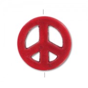 Perle Peace en Howlite teintée 15 mm Rouge Corail x1
