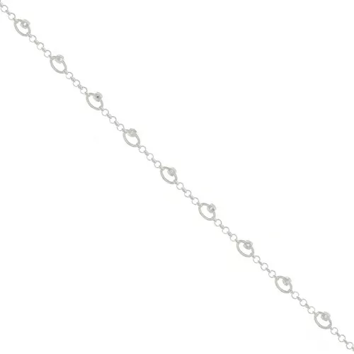 Chaîne maille jaseron avec perles facettées 5 mm Argenté x50cm