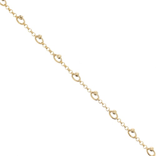 Chaîne maille jaseron avec perles facettées 5 mm Doré x50cm