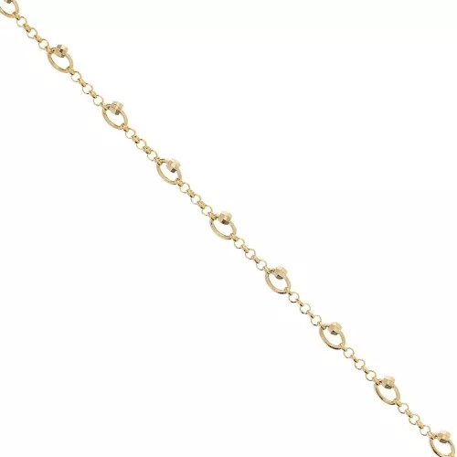 Chaîne maille jaseron avec perles facettées 5 mm Doré x50cm