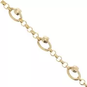 Chaîne maille jaseron avec perles facettées 5 mm Doré x50cm