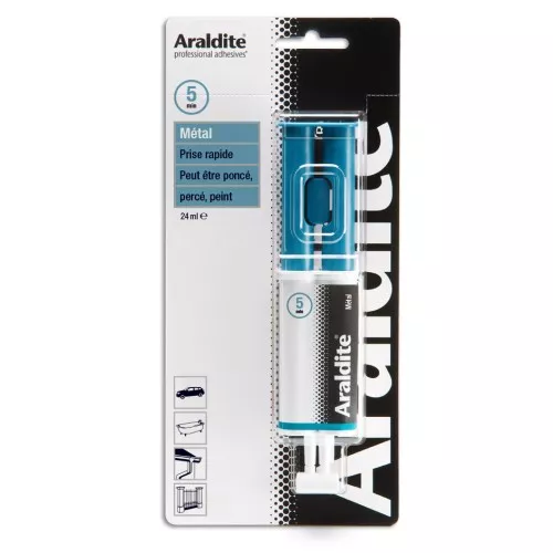 Colle Araldite Métal - bi-composant - Prise rapide x24ml