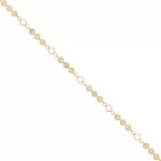 Chaîne maille fantaisie fleurs & perles en verre 4.5 mm Doré - Transparent x50cm