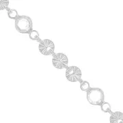 Chaîne maille fantaisie fleurs & perles en verre 4.5mm Argenté - Transparent x50cm