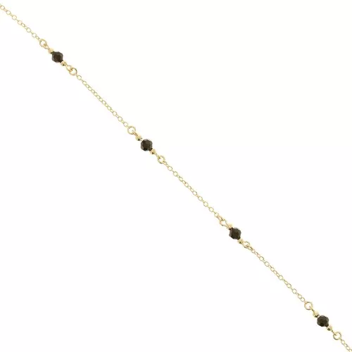 Chaîne maille Forçat avec perles en verre facettées 4 mm - Doré - Noir x50cm