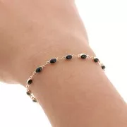 Chaîne maille fantaisie ovale et résine époxy 3.1 mm - Doré - Noir x50cm