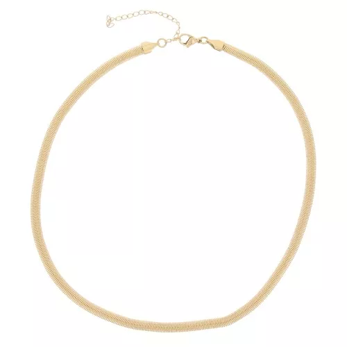 Tour de cou maille miroir - serpent plate 5 mm - Acier inoxydable 304 Doré x49cm