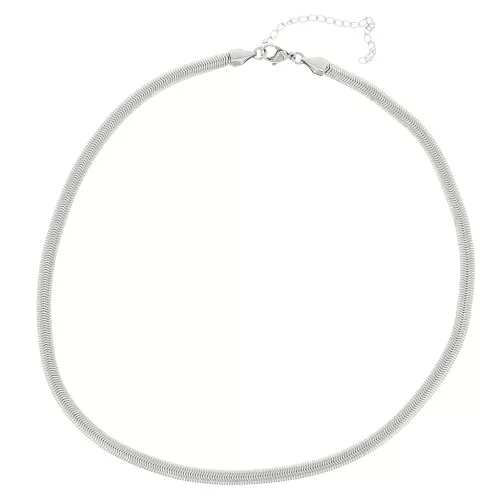 Tour de cou maille miroir - serpent plate  5 mm - Acier inoxydable 304 x49cm