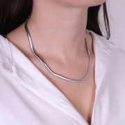 Tour de cou maille miroir - serpent plate 5 mm - Acier inoxydable 304 x49cm