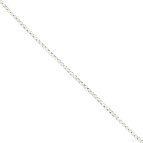 Chaîne strass en Oxydes de Zirconium - 3 mm - Acier inoxydable 304 doré x50cm