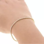 Chaîne strass en Oxyde de Zirconium taillé 2 mm - Acier inoxydable 304 doré - Crystal x50cm