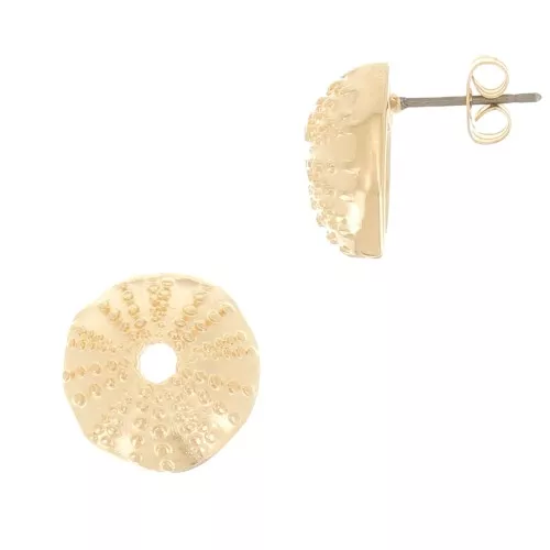 Boucles d'oreilles forme oursin 15 mm - Doré à l'or fin x2