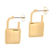 Boucles d'oreilles forme cadenas 25.5x14 mm - Doré à l'or fin x2