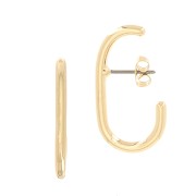 Boucles d'oreilles barre arrondie design 28.5x15.5 mm - Doré à l'or fin x2|raw }}