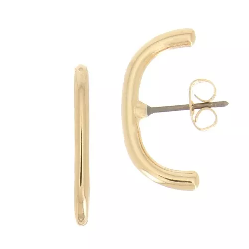 Boucles d'oreilles barre arrondie 20.5x10 mm - Doré à l'or fin x2