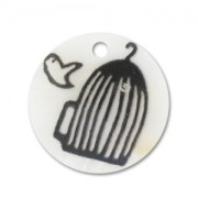 Sequin Nacre imprimé 20 mm Cage à oiseau x1