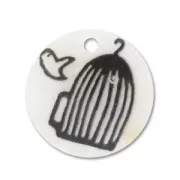 Sequin Nacre imprimé 20 mm Cage à oiseau x1