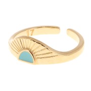 Bague réglable ethnique et résine époxy - Doré à l'or fin - Turquoise x1|raw }}