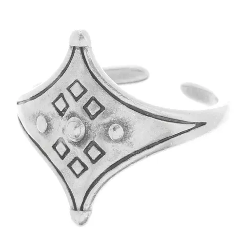 Bague réglable ethnique style Touareg - Placage Argent fin vieilli x1